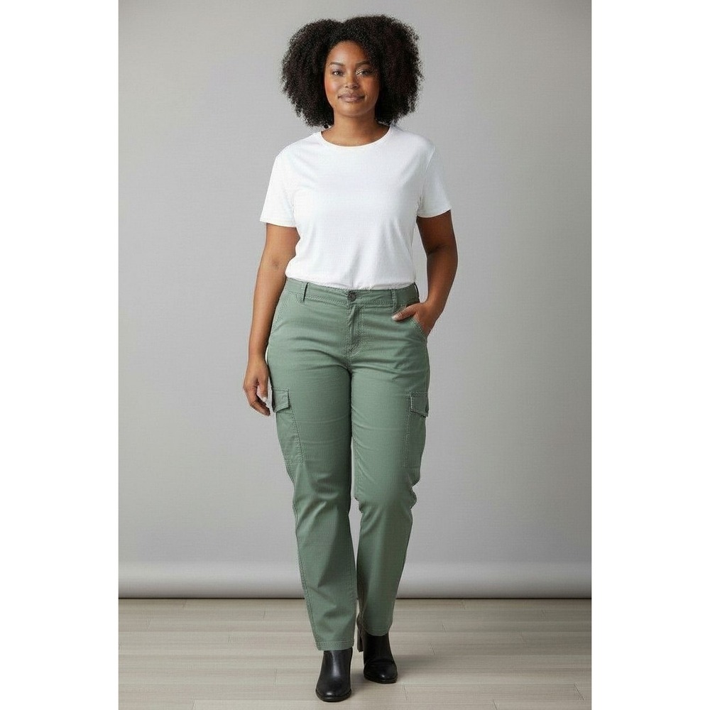 Lands End Womens Sage Green Cotton Stretch Utility Cargo Pants Size 18W